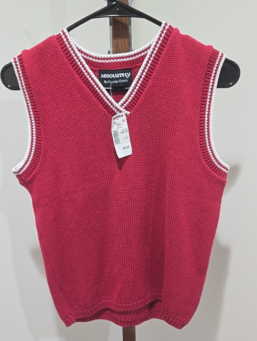 Vintage 90s Deadstock NWT Absolutely by Comfort Cotton Sweater Vest Size Medium